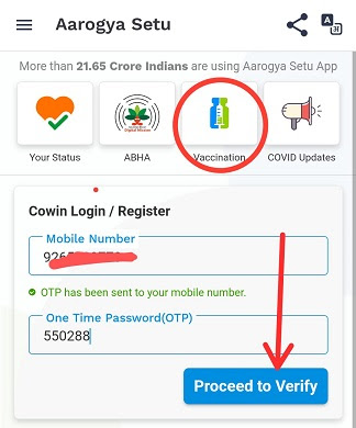 Covid Vaccine Certificate Download Aarogya setu app